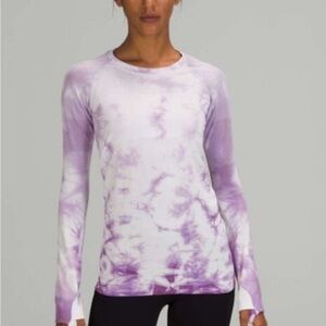 Lululemon Swiftly Tech Long Sleeve Shibori Stripe Wisteria Purple Size 2
